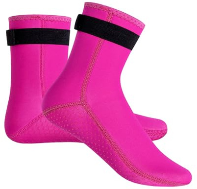 Keenso Wassersocken, 3 Mm Sanddichte Socken für Beachvolleyball, Neoprenanzug-Tauchsocken für Männer und Frauen (Rosenrot)