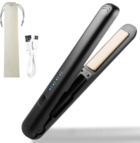 Plancha De Pelo, Plancha Pelo Mini, Rizador De Pelo Mini, 2 En1 Mini Rulos De Cerámica, Plancha De Pelo Mini, Mini Rizador, Para Cabello Rizado, Cabello Liso, Viaje Uso En El Hogar (Negro)