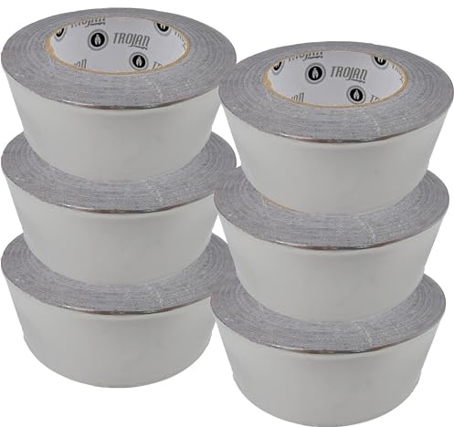 Trojan Aluminium Tape (50mm x 45m), Highly Adhesive Aluminium Foil Tape, Insulation Tape For Insulating And Sealing Ducts & pipes, Heat Resistant, Silver, Water Proof Foil Insulation Tape (6)