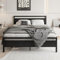 HOJINLINERO Bettgestell 140x200,Doppelbett Bettrahmen Metallbett 140x200 mit lattenrost aus Metall & Holz Kopfteil,Gästebett Jugendbett, für Schlafzimmer Gästezimmer,Bed Frame Schwarz