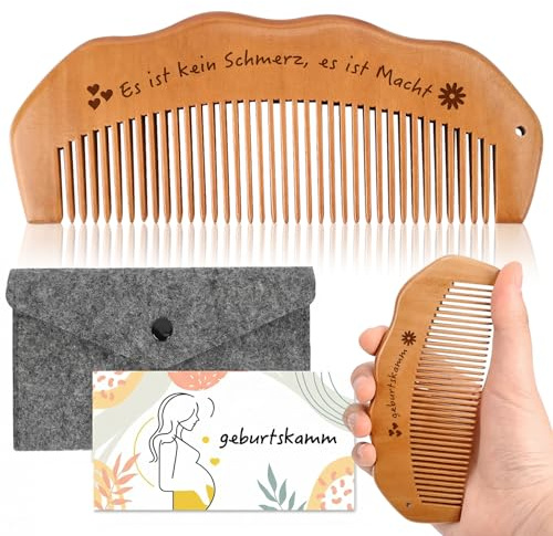 Peigne de naissance, cadeau de grossesse en bois pour les futures mamans, peigne en bois offert aux femmes enceintes