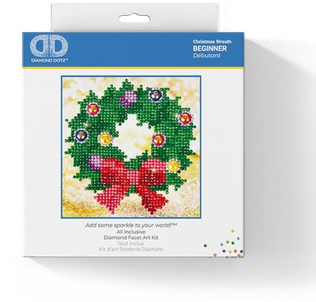 DIAMOND DOTZ Painting, Beginner Kit, Fabric, Wreath, 13.5 x 13.5cm