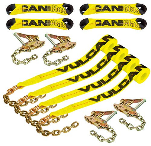VULCAN kit de amarre para vehículo de 8 puntos con cadenas en ambos extremos (juego de 4)