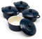 Kook Ceramic Mini Cocotte Set, Small Casserole Dishes with Lids and Handles, Individual Baking Ramekins, Oven, Microwave & Dishwasher Safe, Stoneware, 12 oz, Set of 4, Navy