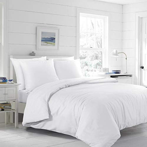 EDS Plain Bettwäsche Set, 100% Baumwolle, hypoallergen und atmungsaktiv, hautfreundlich, flauschig weich, elegant, faltenfrei (WeiB - 200 X200 cm)