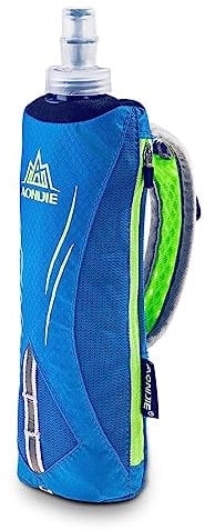Azarxis Handheld Water Bottle Quick Grip for Outdoor Running Hiking Marathon Jogging Cycling Hand Strap Hydration Packwith 500ml Soft Flask Can Hold 6.8 in Phones (Blue)