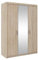 Mirjan24 Kleiderschrank Elena 3D, Drehtürenschrank, Farbauswahl, 3-türig Schrank, Weiß, Sonoma, Lefkas (Eiche Sonoma mit Spiegel)