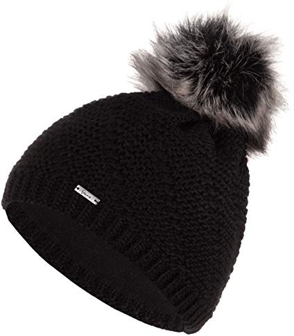 Faera Wintermütze Mütze Damen warm gefüttert Kunstfell Bommelmütze Fleecefutter Winter Herbst Strickmütze Beanie Mädchen 64