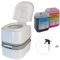 Montafox Campingtoilette 24 Liter - Optional erhältlich: Sanitärflüssigkeiten und Reinigungsspritze, Campingtoiletten Varianten:WC + 2 x 5L + Spritze