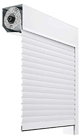 Kit completo di tapparella in alluminio di 45° con motore e pulsante a parete, 1500 x 2400 mm, colore: bianco