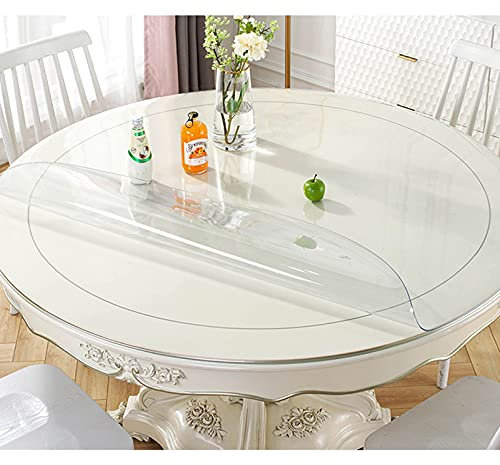 Mantel Redondo,Cubierta De Mesa Plástico Lavable,Almohadilla Protectora De Cristal Transparente,manteles Antimanchas para Restaurante,Cocina, 2mm Grosor,fácil De Limpiar,120cm/47in