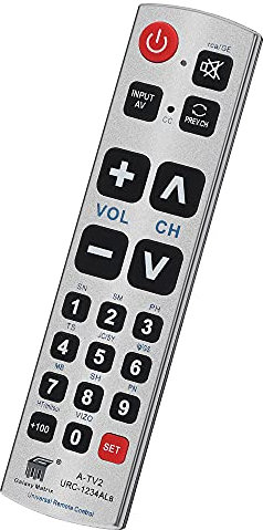 Unocar Universal-Fernbedienung für Senioren, für extra große Jumbo-Fernbedienung, einfache einfache Grundsteuerung und LG Samsung Sony JVC Toshiba Sharp Panasonic Technika Hitachi Polaroid Fernseher