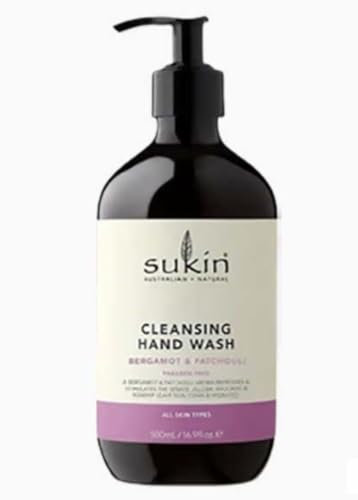 Sukin Bergamot and Patchouli Cleansing Hand Wash, 500ml, Paraben Free