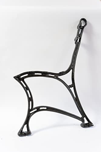 SEZAM Bankfüße aus Gusseisen Schwarz x 2 Stück, mit Rückenlehne - 51 x 36 x 75 cm, für 6 Holzbankbretter - für Gartenbänke, Seitenteil