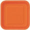 Trimming Shop 9 Heavy Duty Square Dessert Pumpkin Orange Disposable Plates 23cm - Colour Themed Paper Tableware for BBQs, Weddings, Anniversary, Birthday, Multipurpose Occasions (14 Pack)