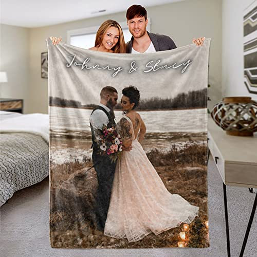 gue Coperte per coppie, coperta personalizzata con foto e testo fotografico, coperte personalizzate in pile di flanella (180 x 200 cm)