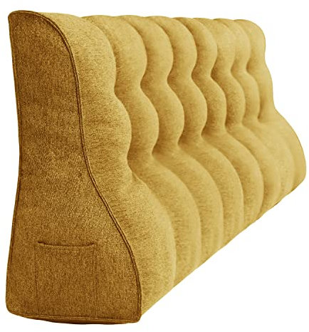Rucener Cuscino Lettura Cuscino Letto Schiena Grandi Cuscini Triangolari Schienale Testata Letto Divano Cuscino per TV e Lettura Disponibile in Molte Misure Giallo 200 CM