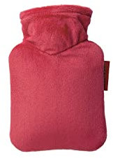 Hugo Frosch Mini-Wärmflasche 0,2 l mit Veloursbezug tomatenrot