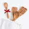 Lot de 3 cuillères de cuisine Darido en bois d'olivier avec une petite cuillère extra - 30 cm - fait main - Résistant à la chaleur - Ustensiles - cuillère, spatule, spatule à fente et petite cuillère