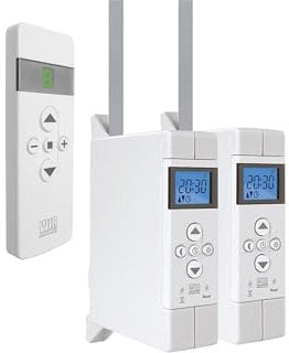 WIR elektronik, eWickler 2 Fenster Funk-Set, eW540-M, 2x elektrischer Gurtwickler + 1x Fernbedienung FB-9, für 12-15 mm Gurtband, Aufputz, bis 9 kg, inkl. Netzstecker (2 Fenster)