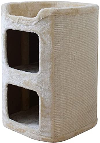 VIGAT 2 Tier Cat Condo Cat Tree Double Hole Barrel Tower Kitten Tree with Scratch Board, 24 Inch