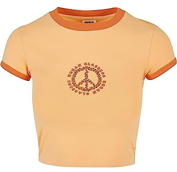 Urban Classics Women's Ladies Stretch Jersey Cropped Tee T-Shirt, Paleorange/vintageorange,