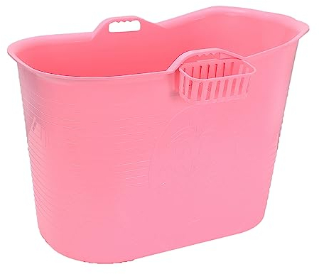 FlinQ - Bañera móvil para adultos con accesorios de baño - Cómoda bañera de asiento para adultos para relajación profunda - También adecuada como barril de hielo - Tonel de hielo - Rosa - 185 litros
