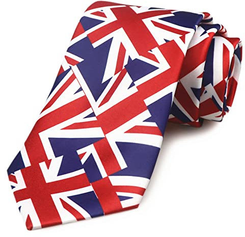 Rosiika Union Jack Krawatte – Britische Union Jack Flagge Krawatte – Königskrönung Hals Krawatte Fliege, Union Jack Krawatte 2, Einheitsgröße