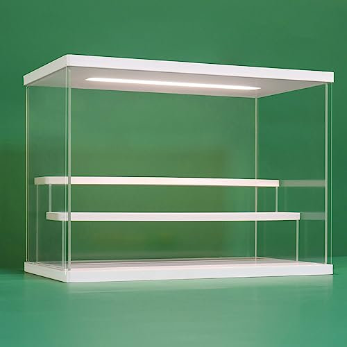 Nonemey Acryl Vitrine Schaukasten mit led 2/3/4/5/6 Stufen Display Case Box für Modellautos Figuren Collectibles (Weiß 3 Stufen 31.5x18x23cm)
