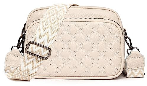 TIAASTAP Crossbody Bags for Women - Leather Handbags & Shoulder Bags with Adjustable Wide Strap Camera Cross Body Bag for Ladies Girls Travel Shopping Work Daily Use (L Beige)