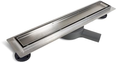 BALNEO Caniveau de Douche, Caniveau de Douche 60cm en Acier Inoxydable, Siphon Rotatif, Kit Complet, Caniveau de Douche des Deux Côtés avec Panneau ou sous Plaque, Drain 360 2en1