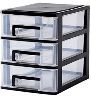 Cabilock Mini Desktop Storage Box Drawers 3 Layers Pp Plastic Cosmetics Organizer Office Drawer Type