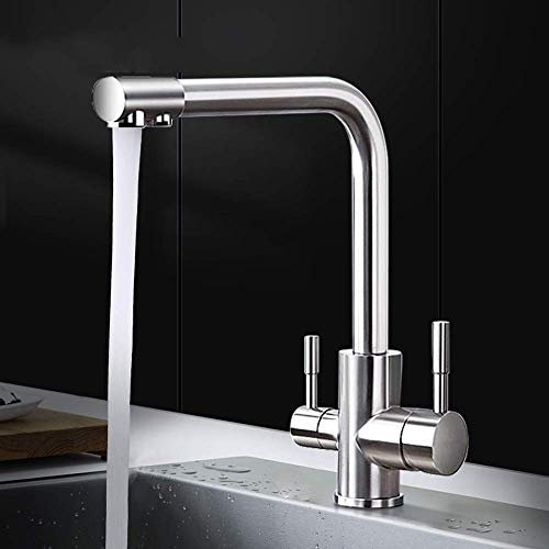 Doppelte Steuerung Für Heißes Und Kaltes Wasser, Waschbecken, Küche, Drehbarer Edelstahl-Wasserhahn