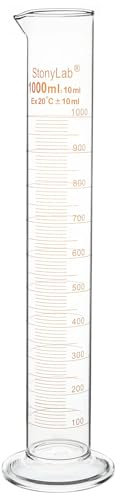 stonylab Verre Cylindre Gradué (1 Paquet), Graduated Cylinder Verre Borosilicaté 1000 ml Mur Lourd Verre Gradué Éprouvette