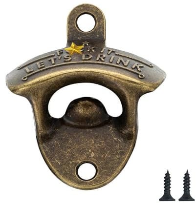 Abrebotellas de Pared,1 pcs Abridor Cerveza Abridor de Botellas Abrebotellas Cerveza Destapador de Botellas Vintage con Tornillos Montados, para Cocinas, bares, Restaurantes, Cafés(Bronce)