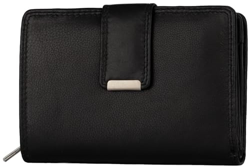 EAAKIE RFID Damen Geldbörse Portemonnaie Geldbeutel Damenbörse weiches Leder 14 Karten (Schwarz)