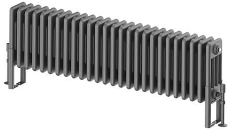 Utopia Horizontal Traditional 4 Column Radiator, 300mm x 1190mm, Quadruple Round Bar Cast Iron Style, Central Heating Rad – Grey