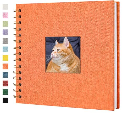 Yopih Fotobuch Scrapbook mit Leineneinband, 20 x 20 Cm Hardcover mit weißem Kraftpapier-Seiten, für Reisen Hochzeit Gästebuch Weihnachten Baby Shower (20 Blätter/40 Seiten)