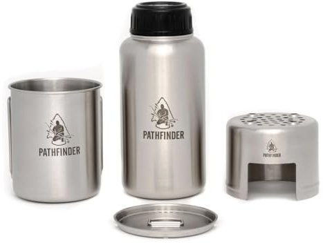 The Pathfinder School 32oz Stainless Steel Water Bottle, Cup, and Stove Set, PF32BCS-101
