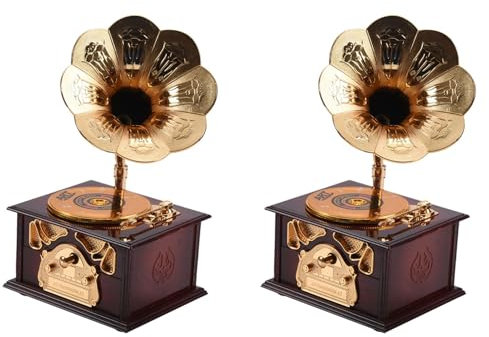 Fivetwofive 2X Grammophon Geformt Klassische Vintage Spiel Uhr Hand Kurbel Art Spiel Uhr Bewegung DIY Romantische Weihnachts Geschenk Tropfen Versand Farbe