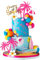 DRWATE Summer Hawaiian Cake Topper with Beach Ball Sun Umbrella Goggles Beach Cake Decorations for Summer Holiday Theme Baby Shower Supplies (Surfboard)
