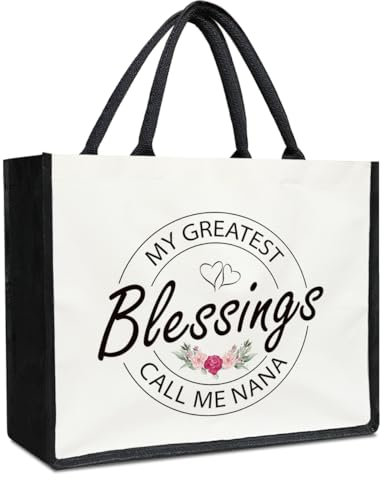 GOODBANER Nana Gifts Canvas-Tragetasche, ästhetische Tragetasche, Oma Geschenke von Enkelkindern, Gigi Mimi, Geschenke für Oma von Enkelsohn, Enkelin, Partygeschenk, wiederverwendbare Einkaufstaschen