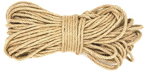IMROPE Corde en jute naturelle de 6 mm x 90 m, ficelle pour jardinage, tomate, grimpante, plantes, fleurs, artisanat, emballage cadeau, décoration