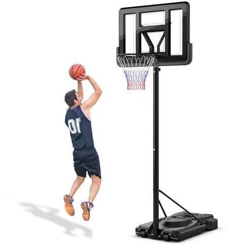 GOPLUS Basketballkorb Outdoor, Korbhöhe von 170 bis 305 cm verstellbar, Basketball Korb mit Rückwand, Basketball Ständer tragbar mit Rollen, Basketball Hoop für Jugendliche und Erwachsene