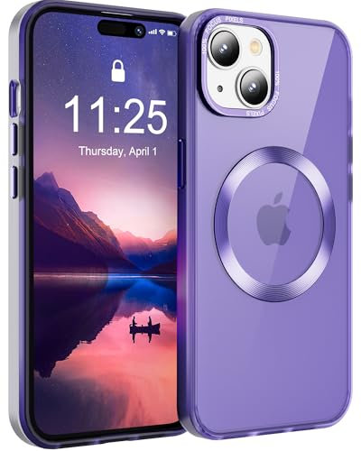 SOOFUN Cover Magnetica per iPhone 15, Cover per iPhone 15 Compatibile con MagSafe, Custodia per iPhone 15, Traslucida Opaca Resistente ai graffi Antiurto Sottile Protettiva Magnetica Case (Viola)