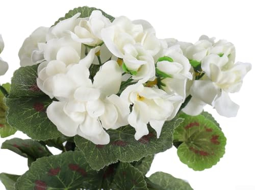 Whychstore Realistische Begonie, künstliche Blumen, fühlen sich echt an, Seidengeranien, rote und rosa künstliche Pflanzen für Hochzeitsfotografie (weiß)