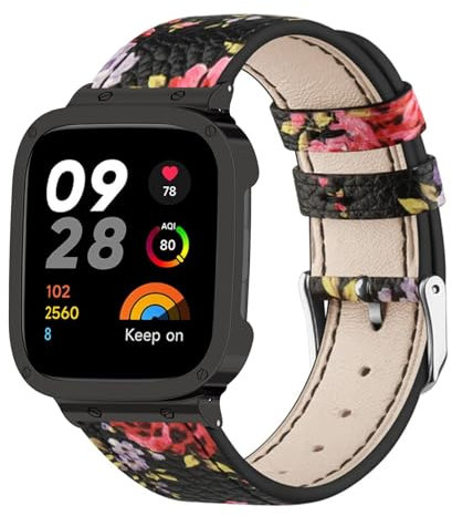 Bracelets de Montre en Cuir pour Xiaomi Redmi Watch 3 Lite/3 Active Bracelet, avec Boucle en Acier Inoxydable Cuir Véritable Elégant Bande de Remplacement avec Xiaomi Redmi Watch 3 Lite Sangle (8)