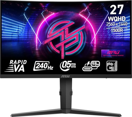 MSI MPG 275CQRXF 27 2560 x 1440 (QHD), Computer Monitor, 240Hz, Adaptive Sync, HDR, HDMI, VGA Port, Display Port, VESA Mount, Tilt, Speaker, 0.5ms, Black
