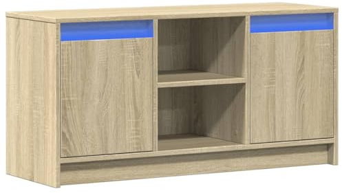 vidaXL TV Schrank mit LED, Fernsehschrank mit Stauraum, Fernsehtisch für Wohnzimmer Schlafzimmer, Lowboard TV Möbel, Sonoma-Eiche Holzwerkstoff