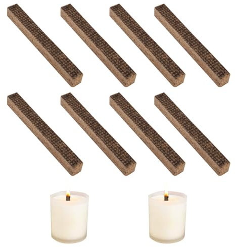 Cleminsta 8 Stück Kerzendocht Dauerdocht für Wachsfresser, Dauerdocht aus Holz, Kerzendocht für Kerzenfresser, Dauerdocht für Kerzenreste, Kerzenrestefresser Ersatzdocht, Kerzen selber Machen 1*1*9CM